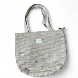 Woven Beach Bag‎ Tote Bag with Zipper Closure Neutral Color